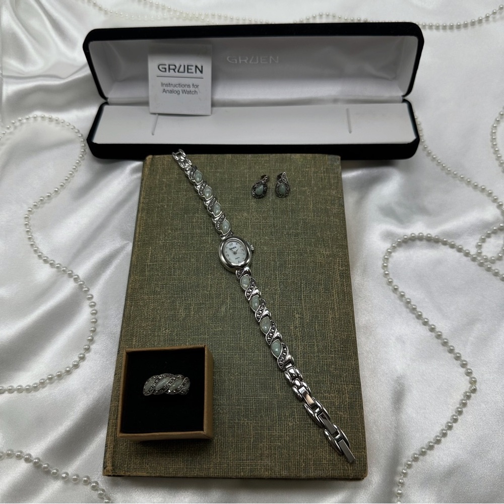 Jade Gruen Watch, Earring & Ring Set